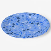 Farbige Musiknoten Pappteller (Schrägansicht)