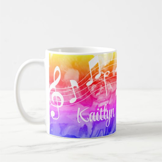 Farbige Musiknoten Personalisiert Kaffeetasse (Links)