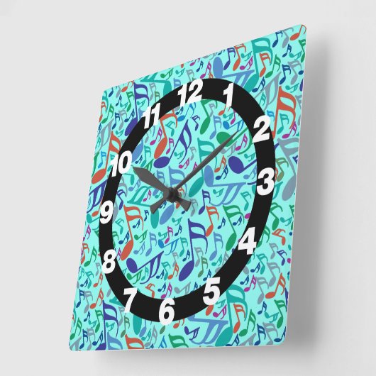 Farbige Musiknoten Quadratische Wanduhr (Winkel)