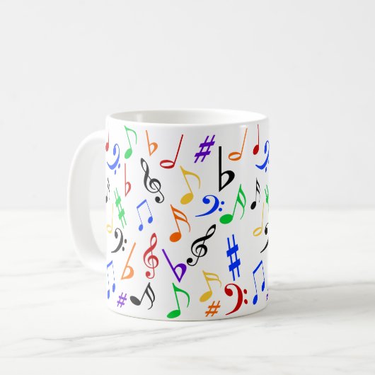Farbige Musiknoten Tasse (Vorderseite Links)