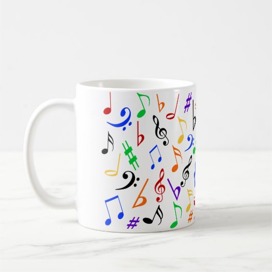 Farbige Musiknoten Tasse (Links)