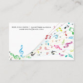 Farbige Musiknoten Visitenkarte (Rückseite)