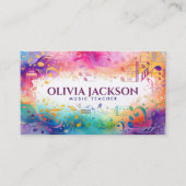 Farbige Musiknoten Wasserfarbe Visitenkarte (Vorderseite)