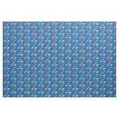 Farbige Muster-Cartoon-Zeichen auf blauem Hai Stoff (Yard (91,4 cm))
