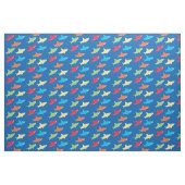 Farbige Muster-Cartoon-Zeichen auf blauem Hai Stoff (Fat Quarter (45,7 x 55,9 cm))