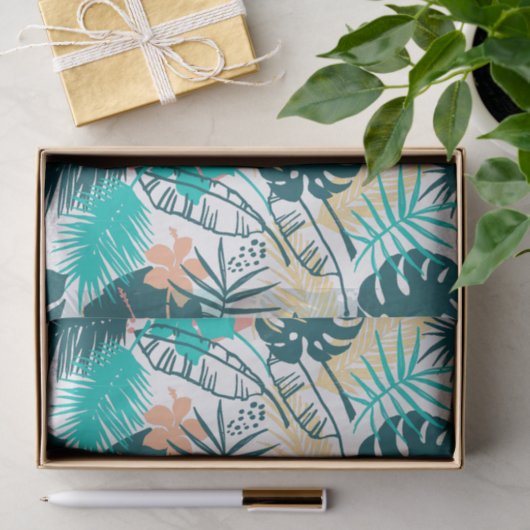 Farbige Muster der tropischen Blätter Seidenpapier (Geschenk)