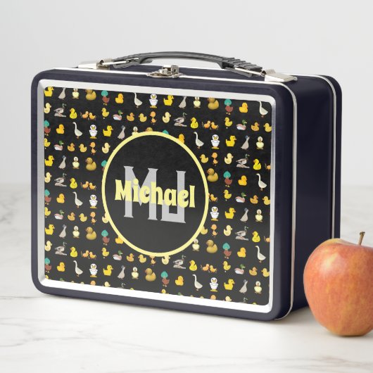 Farbige Muster Enten niedliche Babytiermonogramm Metall Brotdose (Beispiel)