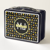 Farbige Muster Enten niedliche Babytiermonogramm Metall Brotdose (Vorderseite)