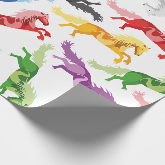 Farbige Muster-springende Pferde Geschenkpapier (Ecke)