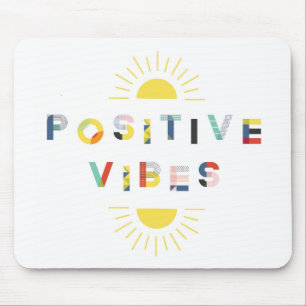 Farbige Muster Typografie Positive Vibes Moderne Mousepad