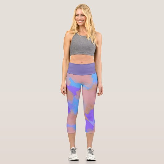 Farbige, mutige moderne künstlerische Muster Capri Leggings (Vorderseite)
