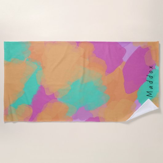 Farbige, mutige Moderne Künstlermuster + Individue Strandtuch (Vorderseite)