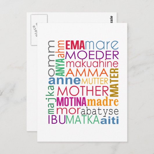 Farbige Mutter in vielen Sprachen Postkarte (Vorne/Hinten)