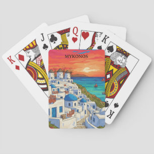Farbige Mykonos Griechenland Windmühlen Vintage Re Spielkarten