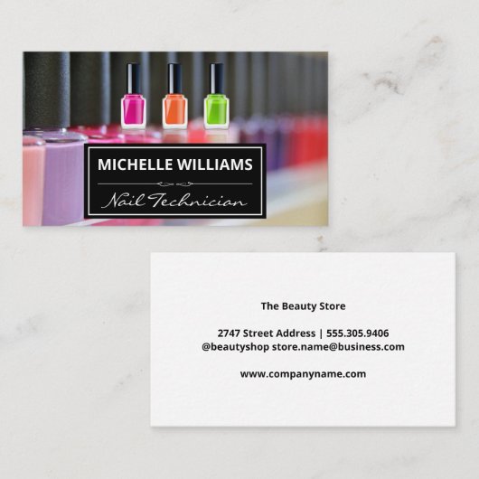 Farbige Nagel Polnische Sorte | Manikürin Visitenkarte (Vorne/Hinten)
