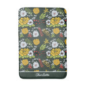 Farbige, nahtlose Blumenmuster personalisierter Na Badematte (Vorderseite Vertikal)