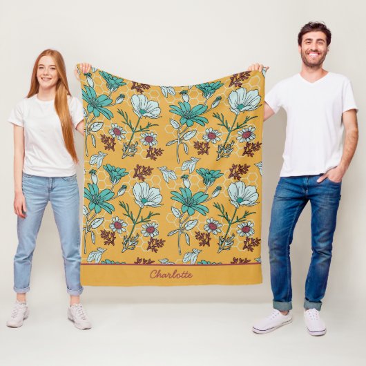 Farbige, nahtlose Blumenmuster personalisierter Na Fleecedecke (Beispiel)