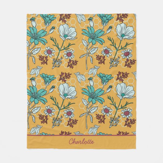 Farbige, nahtlose Blumenmuster personalisierter Na Fleecedecke (Vorderseite)