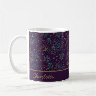 Farbige, nahtlose Blumenmuster personalisierter Na Kaffeetasse
