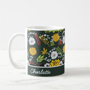 Farbige, nahtlose Blumenmuster personalisierter Na Kaffeetasse