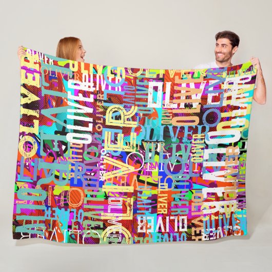 Farbige Namen Replizierte Art Muster Typografie Fleecedecke (Beispiel)