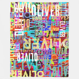 Farbige Namen Replizierte Art Muster Typografie Fleecedecke