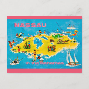 Farbige Nassau-Karte Postkarte
