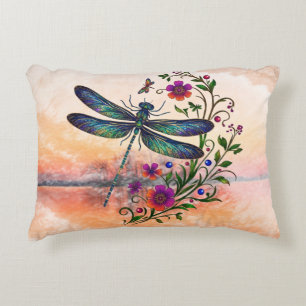 Farbige Natur Lebendige Libelle Florale Kunst Dekokissen