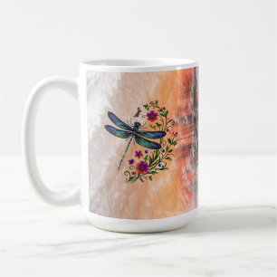 Farbige Natur Lebendige Libelle Florale Kunst  Kaffeetasse