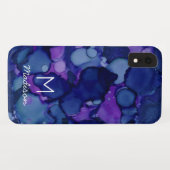 Farbige Navy Lila Alkoholtinte Textur Monogramm Case-Mate iPhone Hülle (Rückseite (Horizontal))