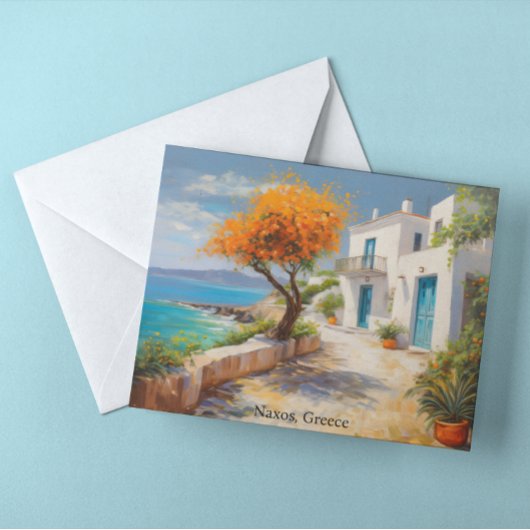 Farbige Naxos Griechenland Ölfarbe Postkarte
