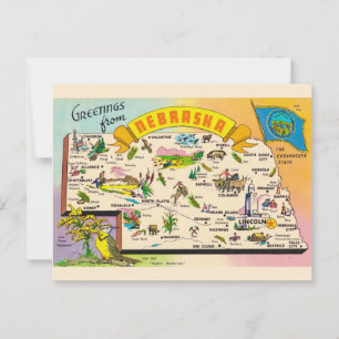 Farbige Nebraska-Karte Postkarte