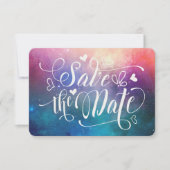 Farbige Nebula Typografie Save the Date Karte (Vorderseite)