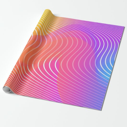 Farbige Neon-Abstrakte geometrische Waves Streifen Geschenkpapier (Ungerollt)