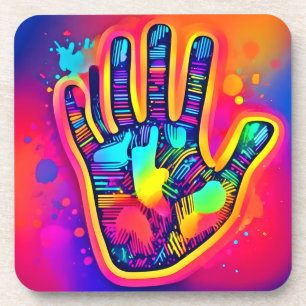 Farbige Neon-Fünf-und-Halb-Finger-Kunst Getränkeuntersetzer