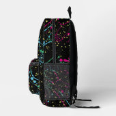 Farbige Neon Paint Spritzer Schwarz Bedruckter Rucksack (Rechts)