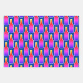 Farbige Neonfarbenbierflasche Silhouette Geschenkpapier Set (Vorderseite)