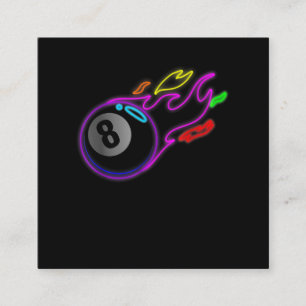 Farbige Neonlichter Eight Ball Billard Pool Quadratische Visitenkarte