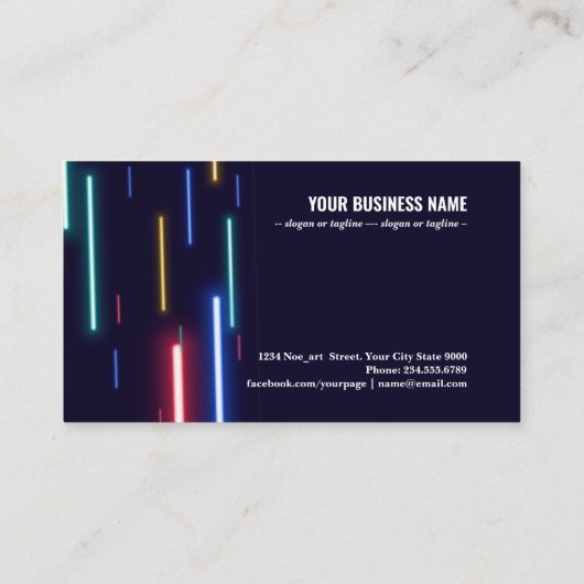 Farbige Neonlichter Visitenkarte (Rückseite)