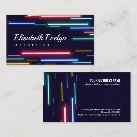 Farbige Neonlichter Visitenkarte (Vorne/Hinten)