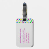 Farbige Neonpunkte und Formen Retromuster Gepäckanhänger (Rückseite vertikal)