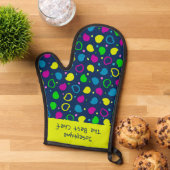 Farbige Neonpunkte und Formen Retromuster Ofenhandschuh (Oben unten)