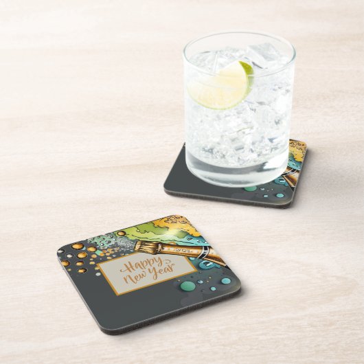 Farbige neue Jahre Getränkeuntersetzer (Rechte Seite)