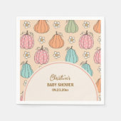 Farbige, neutrale Beige Pumpkin Pattern Baby Dusch Serviette (Vorderseite)