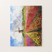 Farbige niederländische Tulpen Blumenfelder Wasser Puzzle (Vertikal)