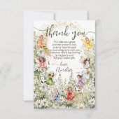 Farbige Niedliche Blume Fairies Glitzer Script Dankeskarte (Vorderseite)