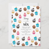 Farbige Niedliche Cupcakes Muster Kindergeburtstag Einladung (Vorderseite)