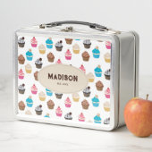 Farbige Niedliche Cupcakes Muster Monogramm Metall Brotdose (Beispiel)