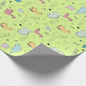 Farbige, niedliche Dinosaurier-Cartoon-Muster Geschenkpapier (Ecke)