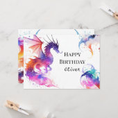 Farbige Niedliche Drache Geburtstag Karte (Vorderseite/Rückseite Beispiel)